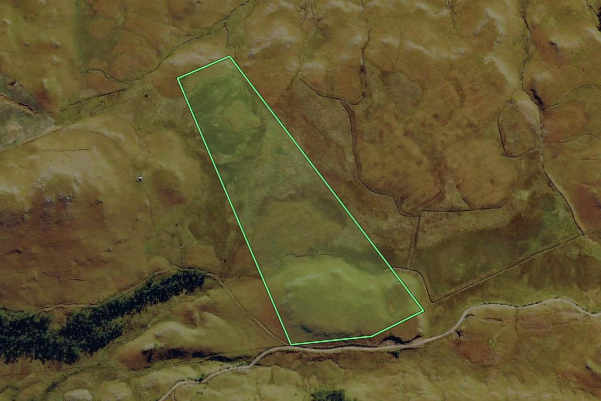 Imagem de satélite do imóvel rural em Bom Jardim da Serra (SC), com o contorno declarado no CAR desenhado por cima.