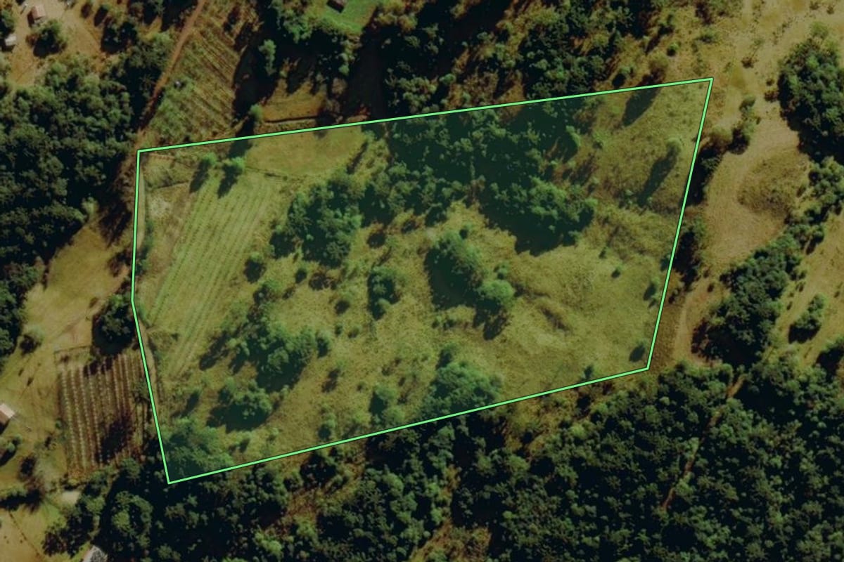 Imagem de satélite do imóvel rural em Bom Jardim da Serra (SC), com o contorno declarado no CAR desenhado por cima.