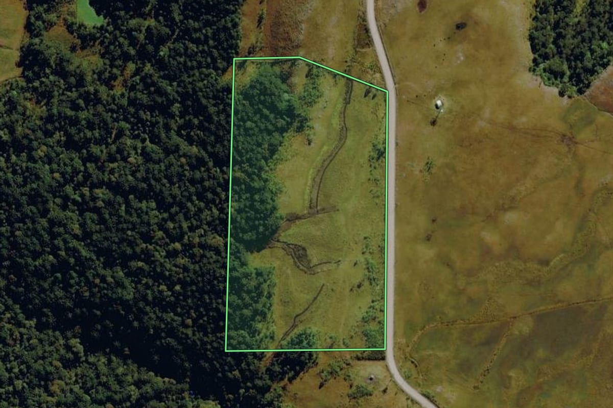 Imagem de satélite do imóvel rural em Bom Jardim da Serra (SC), com o contorno declarado no CAR desenhado por cima.