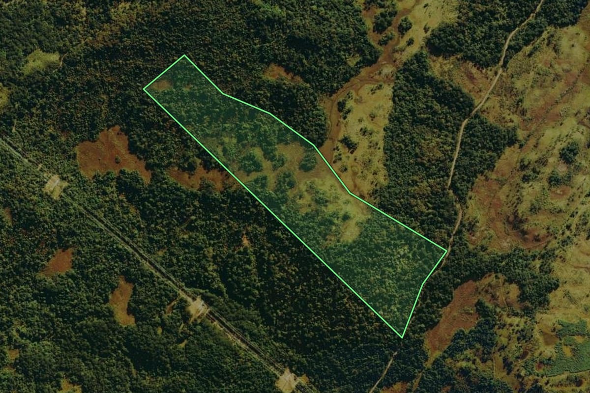 Imagem de satélite do imóvel rural em Bom Jardim da Serra (SC), com o contorno declarado no CAR desenhado por cima.
