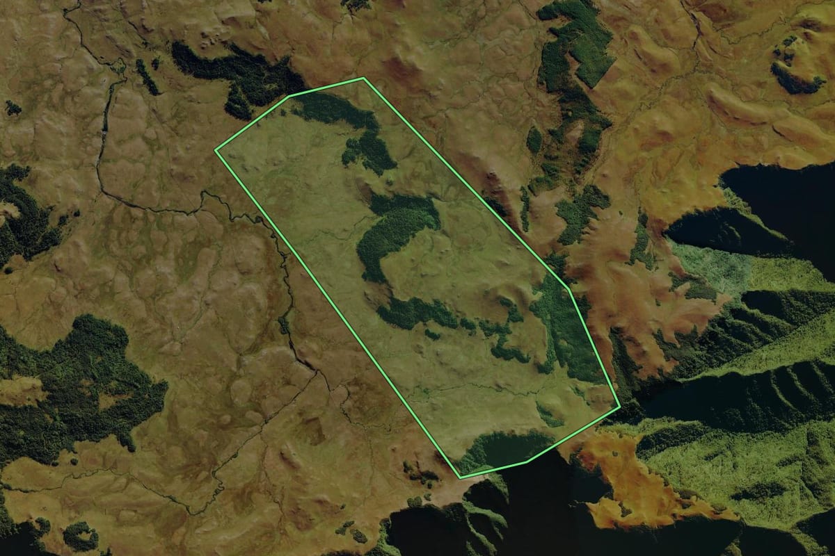 Imagem de satélite do imóvel rural em Bom Jardim da Serra (SC), com o contorno declarado no CAR desenhado por cima.