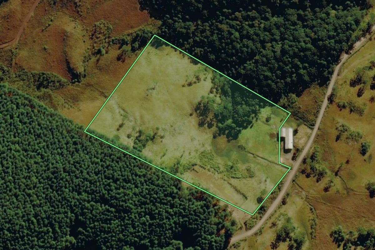 Imagem de satélite do imóvel rural em Bom Jardim da Serra (SC), com o contorno declarado no CAR desenhado por cima.