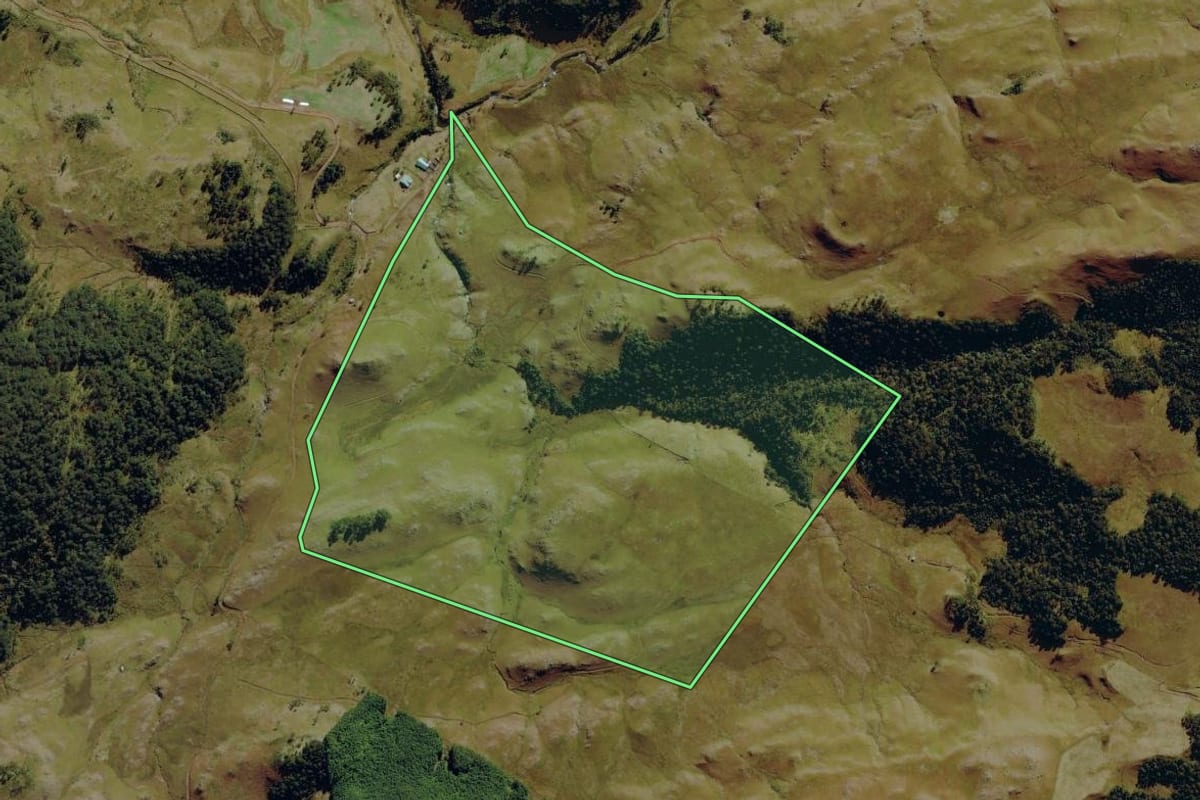 Imagem de satélite do imóvel rural em Bom Jardim da Serra (SC), com o contorno declarado no CAR desenhado por cima.