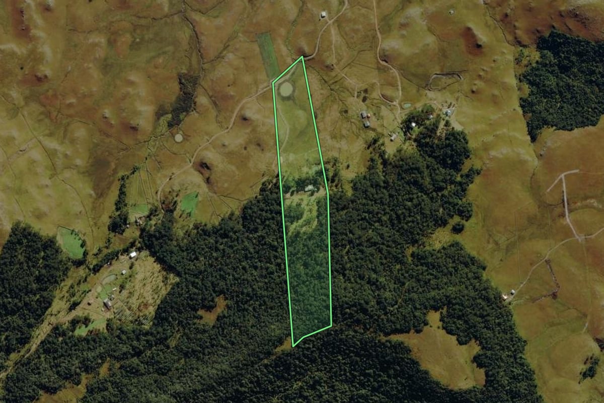 Imagem de satélite do imóvel rural em Bom Jardim da Serra (SC), com o contorno declarado no CAR desenhado por cima.