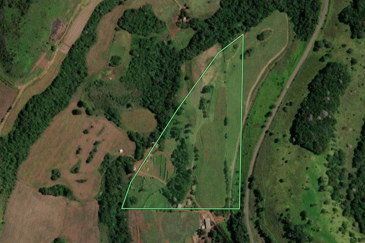 Imagem de satélite do imóvel rural em Bom Jesus (SC), com o contorno declarado no CAR desenhado por cima.