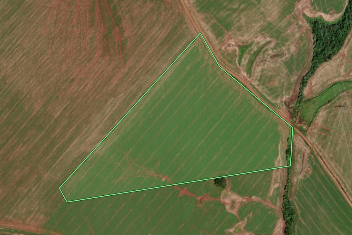 Imagem de satélite do imóvel rural em Bom Jesus (SC), com o contorno declarado no CAR desenhado por cima.