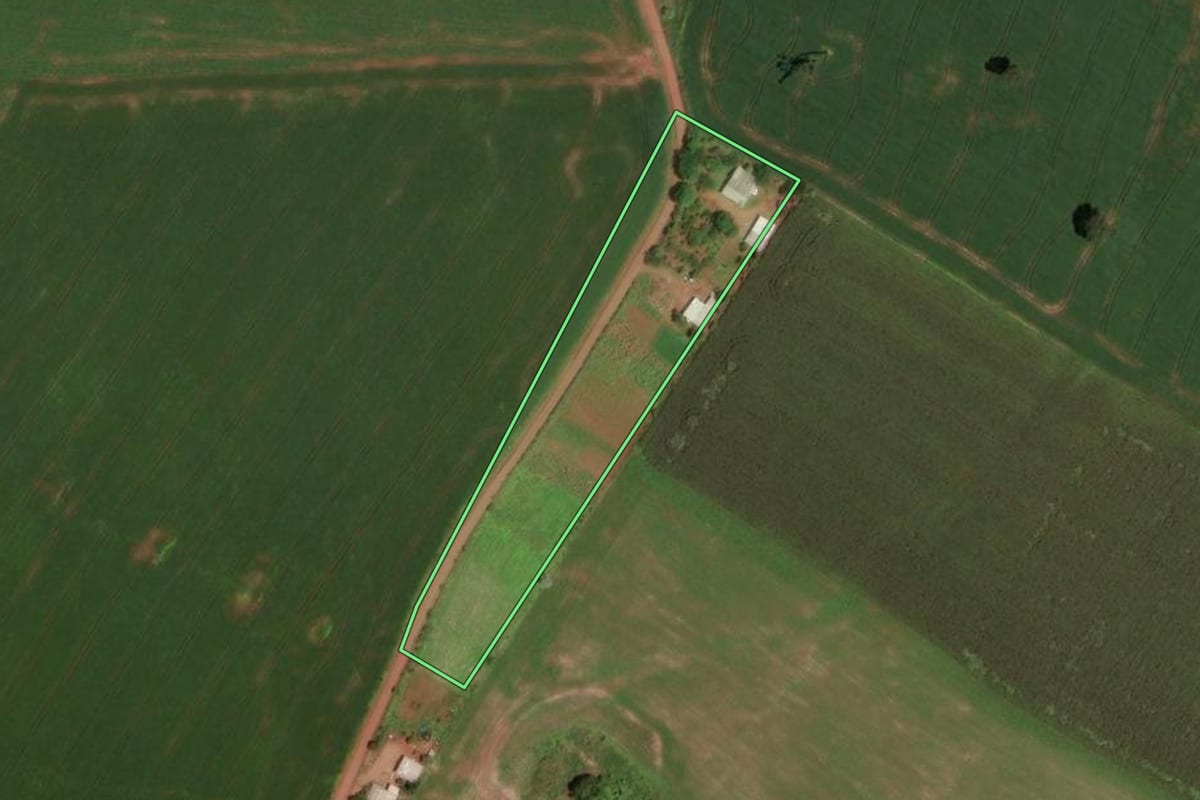 Imagem de satélite do imóvel rural em Bom Jesus (SC), com o contorno declarado no CAR desenhado por cima.