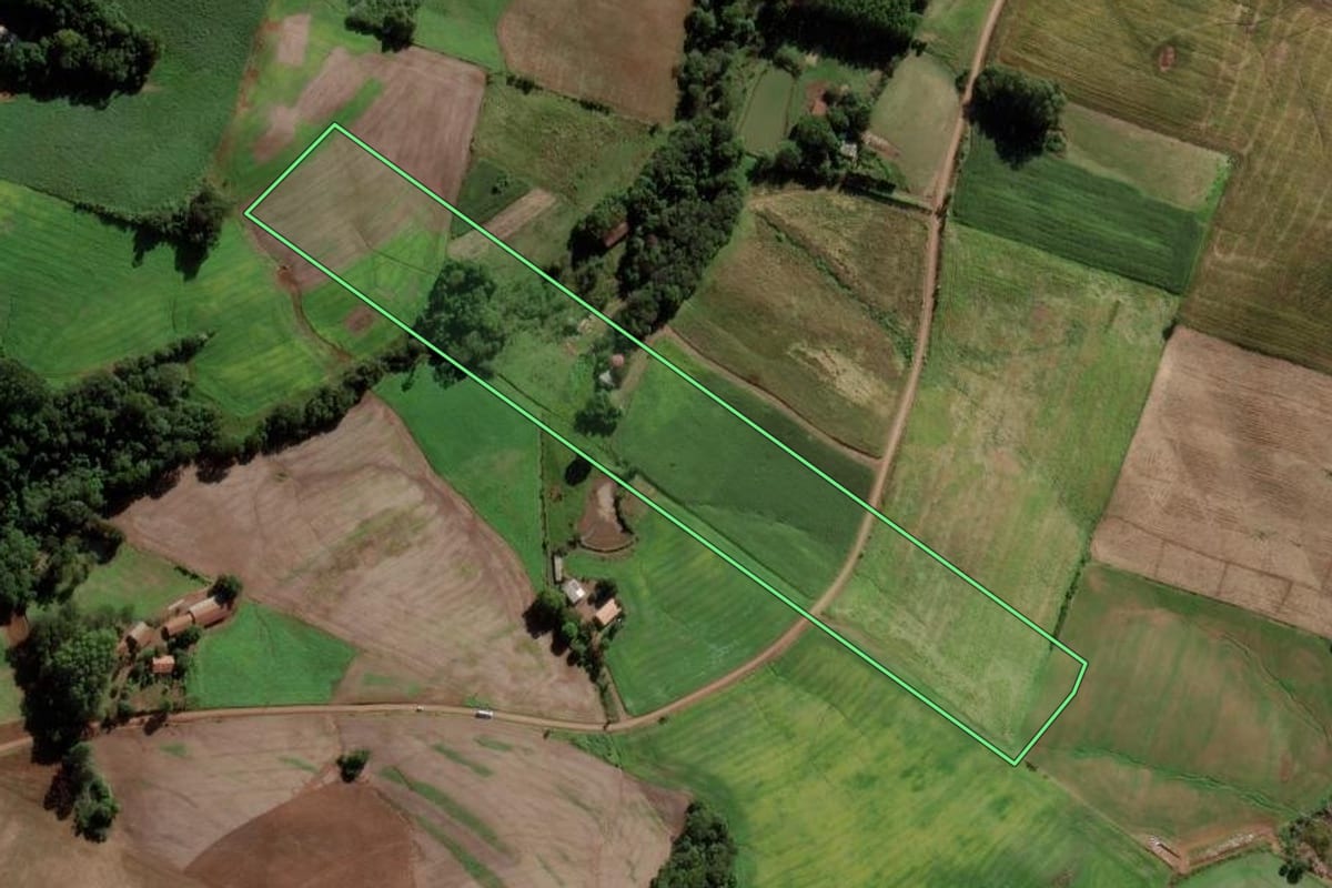 Imagem de satélite do imóvel rural em Bom Jesus do Oeste (SC), com o contorno declarado no CAR desenhado por cima.
