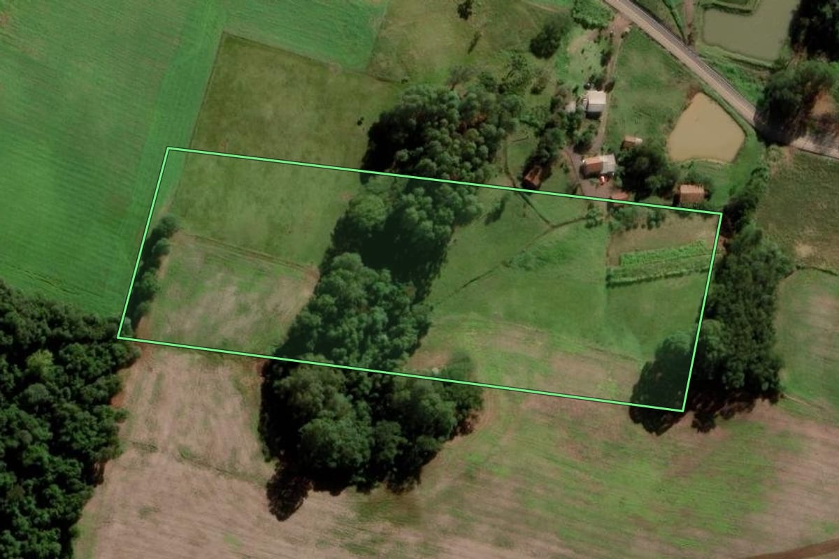 Imagem de satélite do imóvel rural em Bom Jesus do Oeste (SC), com o contorno declarado no CAR desenhado por cima.