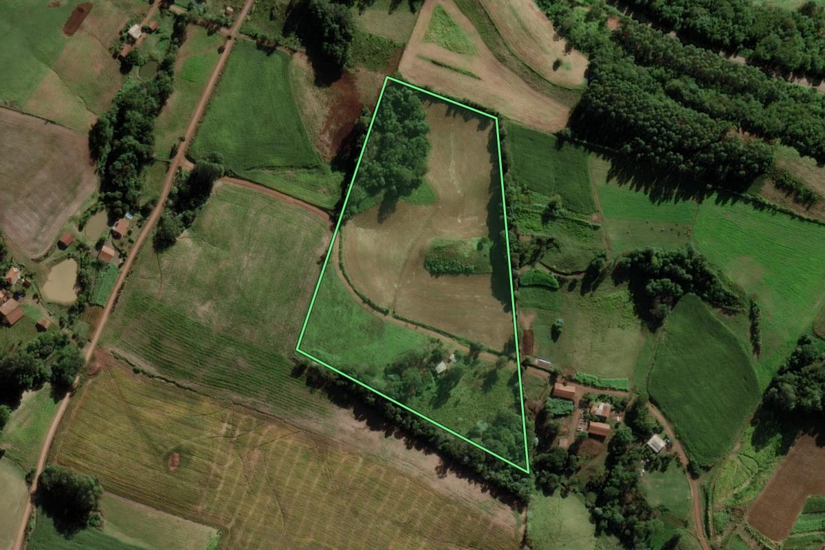 Imagem de satélite do imóvel rural em Bom Jesus do Oeste (SC), com o contorno declarado no CAR desenhado por cima.