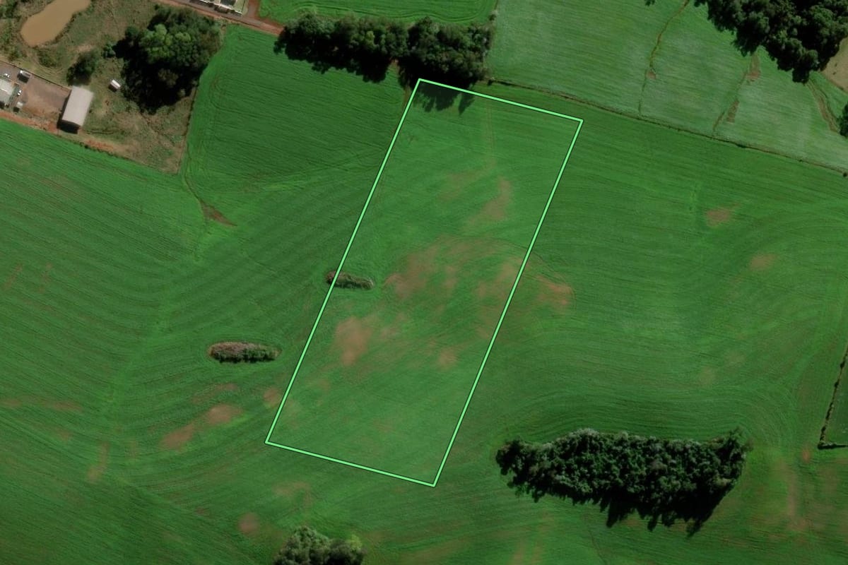Imagem de satélite do imóvel rural em Bom Jesus do Oeste (SC), com o contorno declarado no CAR desenhado por cima.