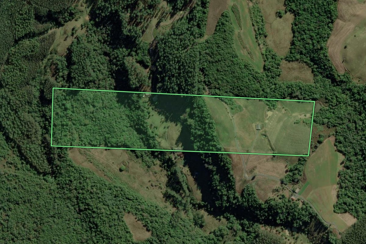 Imagem de satélite do imóvel rural em Bom Retiro (SC), com o contorno declarado no CAR desenhado por cima.