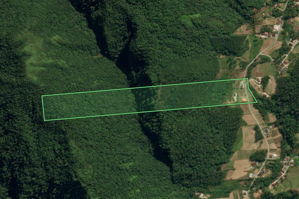 Imagem de satélite do imóvel rural em Botuverá (SC), com o contorno declarado no CAR desenhado por cima.
