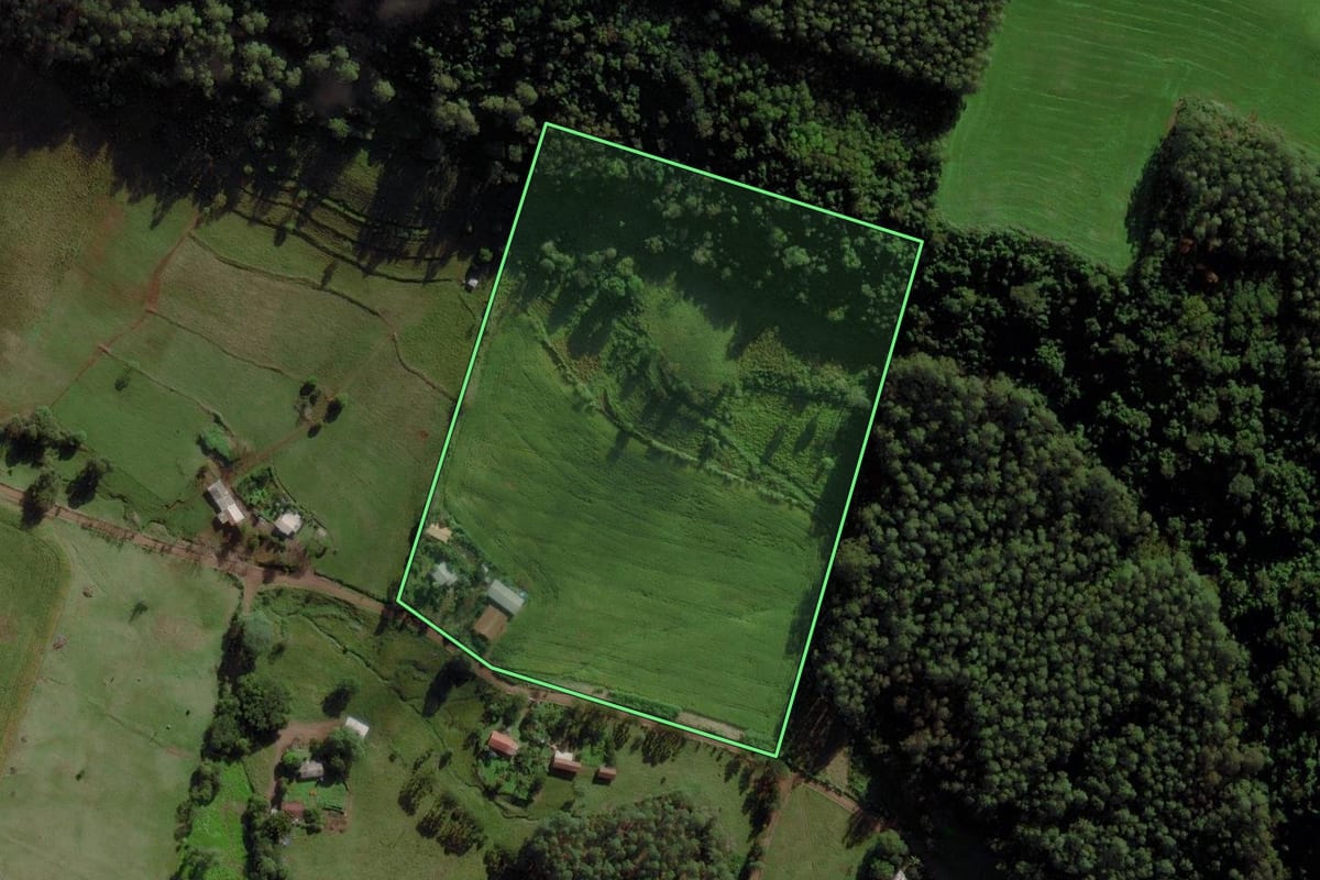 Imagem de satélite do imóvel rural em Caibi (SC), com o contorno declarado no CAR desenhado por cima.