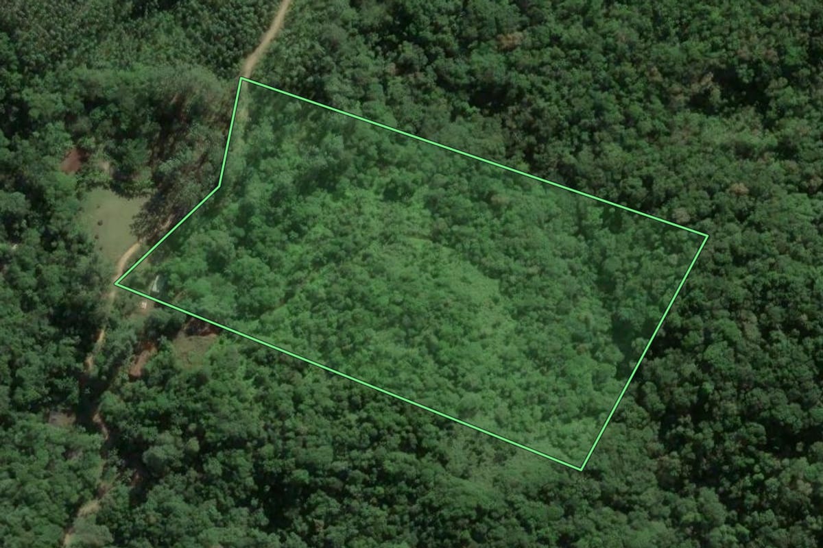 Imagem de satélite do imóvel rural em Camboriú (SC), com o contorno declarado no CAR desenhado por cima.