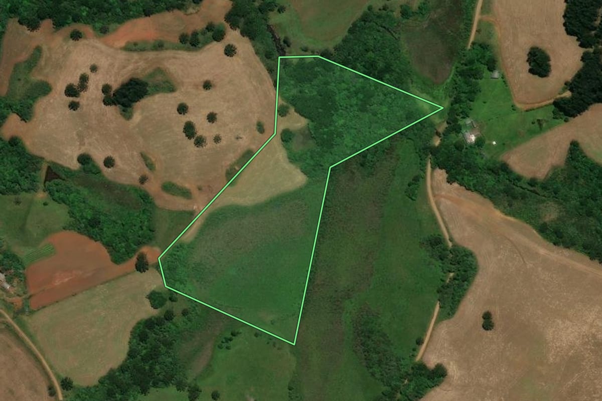 Imagem de satélite do imóvel rural em Capão Alto (SC), com o contorno declarado no CAR desenhado por cima.