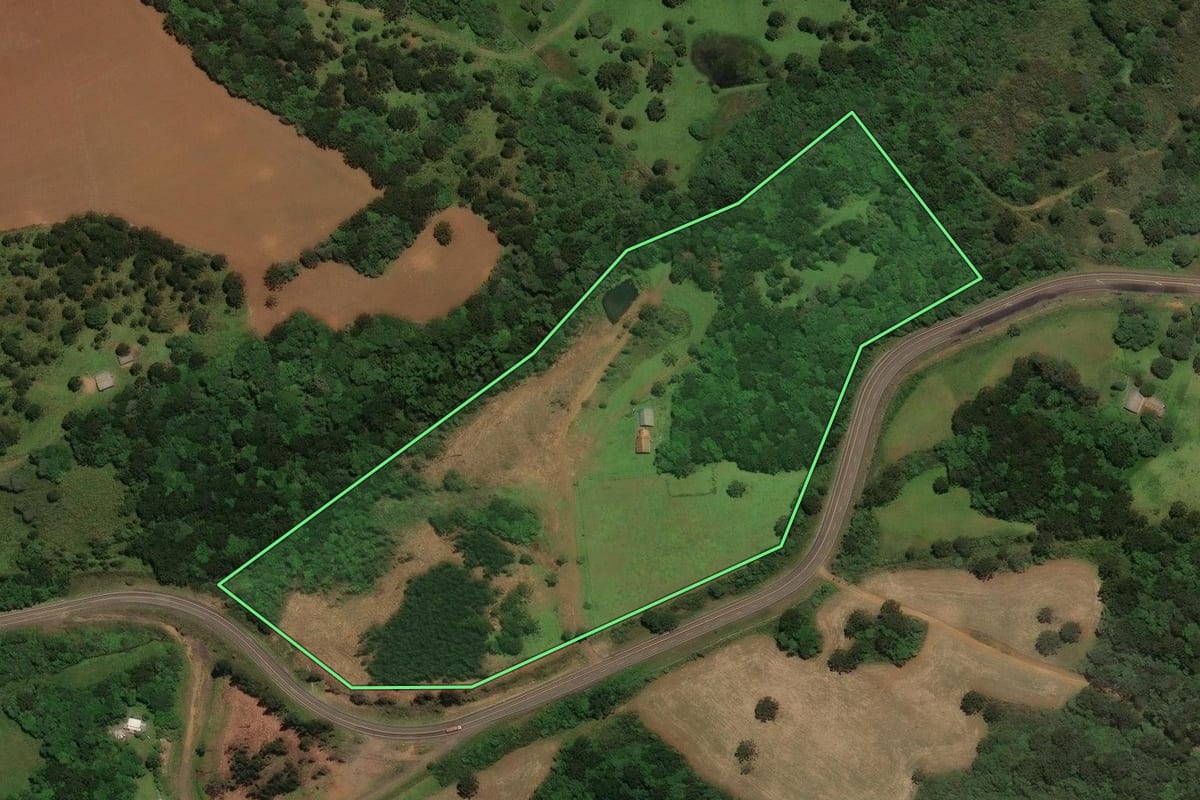 Imagem de satélite do imóvel rural em Capão Alto (SC), com o contorno declarado no CAR desenhado por cima.
