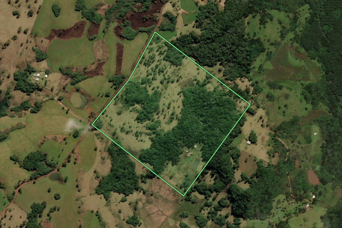 Imagem de satélite do imóvel rural em Capão Alto (SC), com o contorno declarado no CAR desenhado por cima.