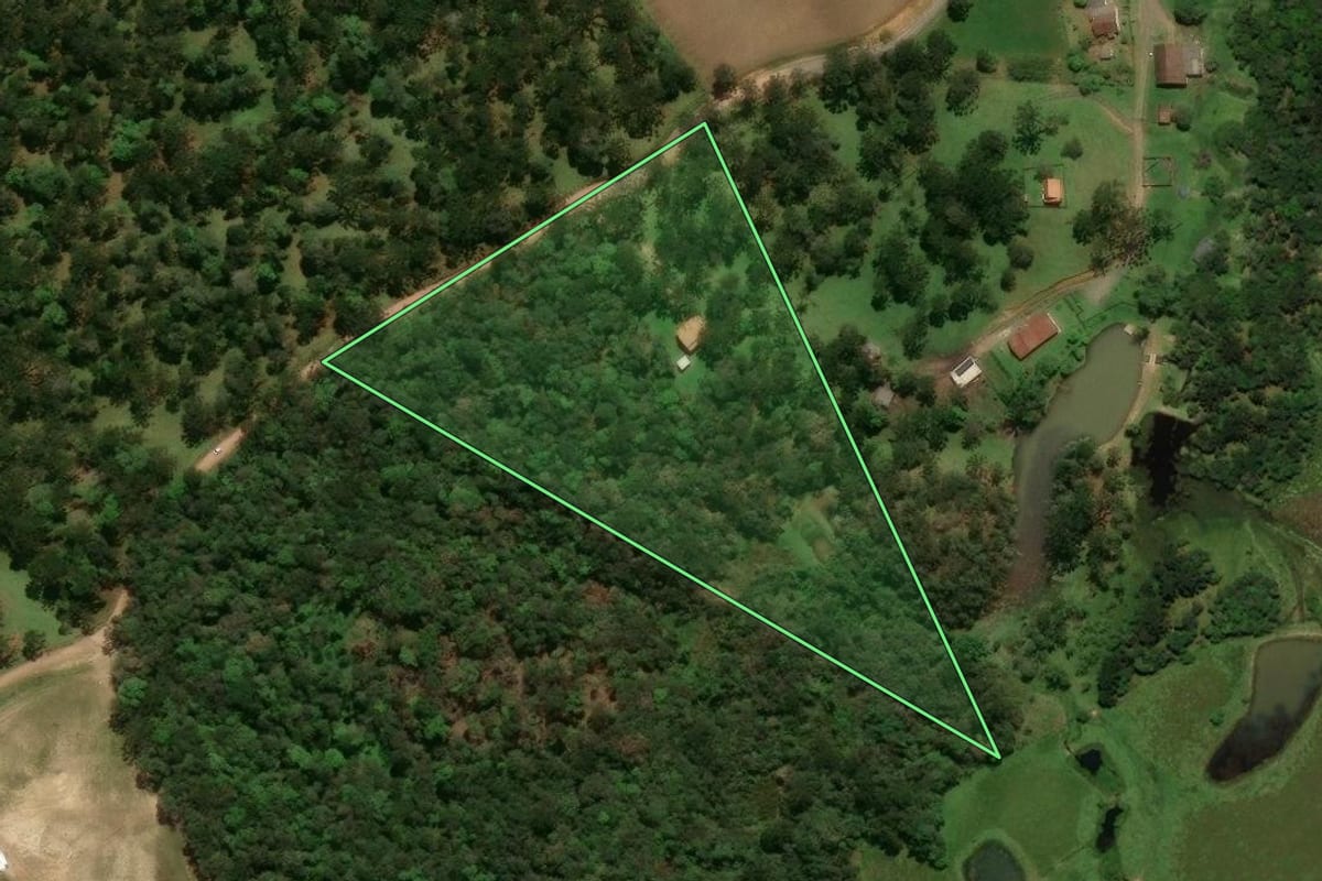 Imagem de satélite do imóvel rural em Campo Alegre (SC), com o contorno declarado no CAR desenhado por cima.