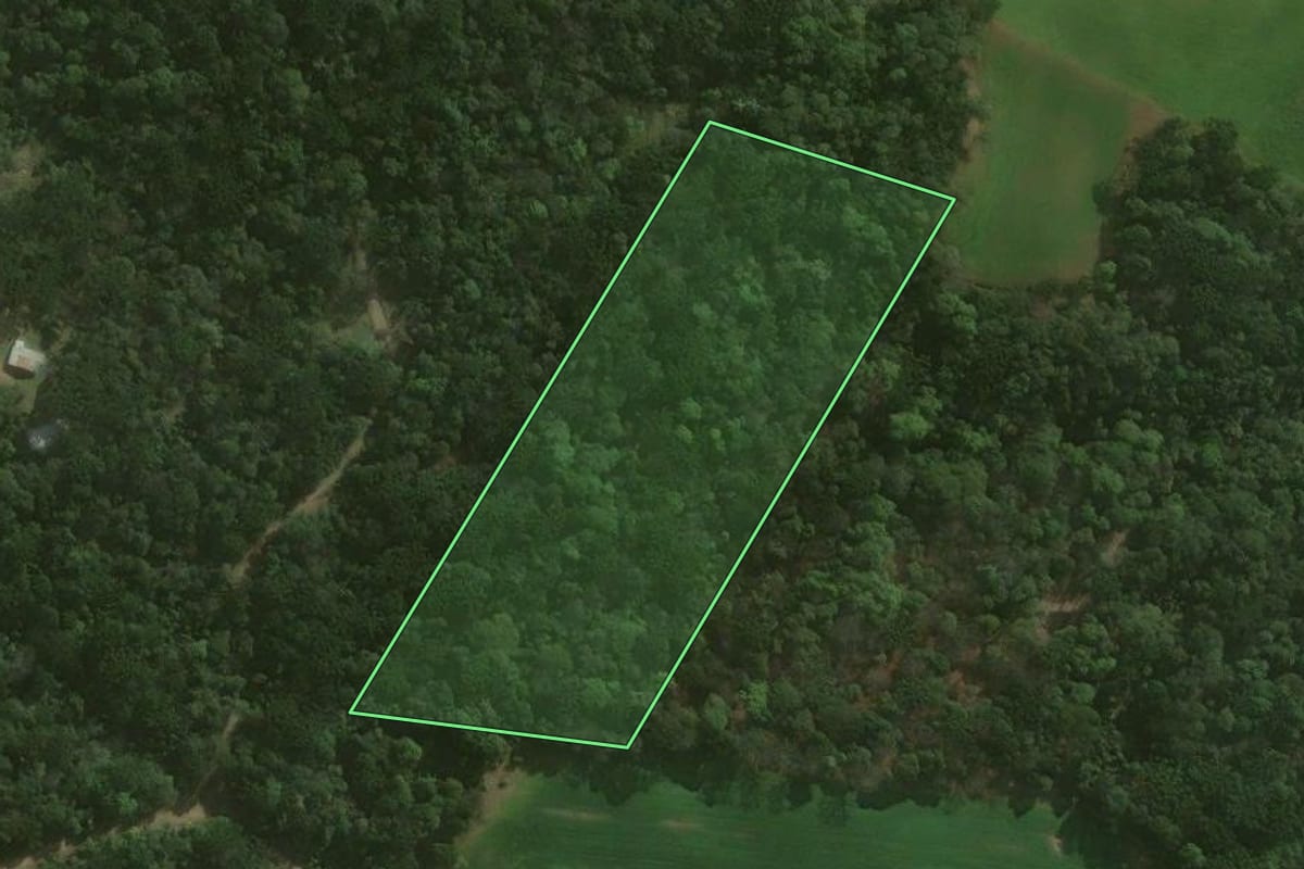 Imagem de satélite do imóvel rural em Campo Alegre (SC), com o contorno declarado no CAR desenhado por cima.