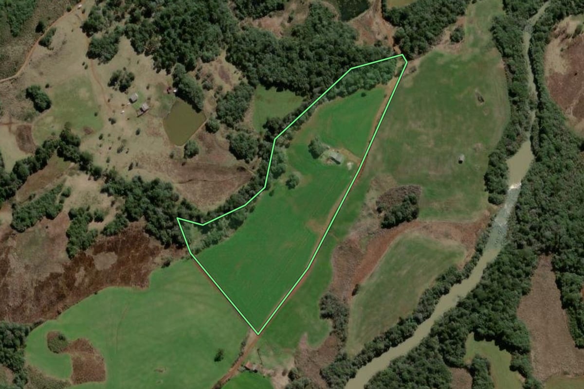 Imagem de satélite do imóvel rural em Campo Belo do Sul (SC), com o contorno declarado no CAR desenhado por cima.