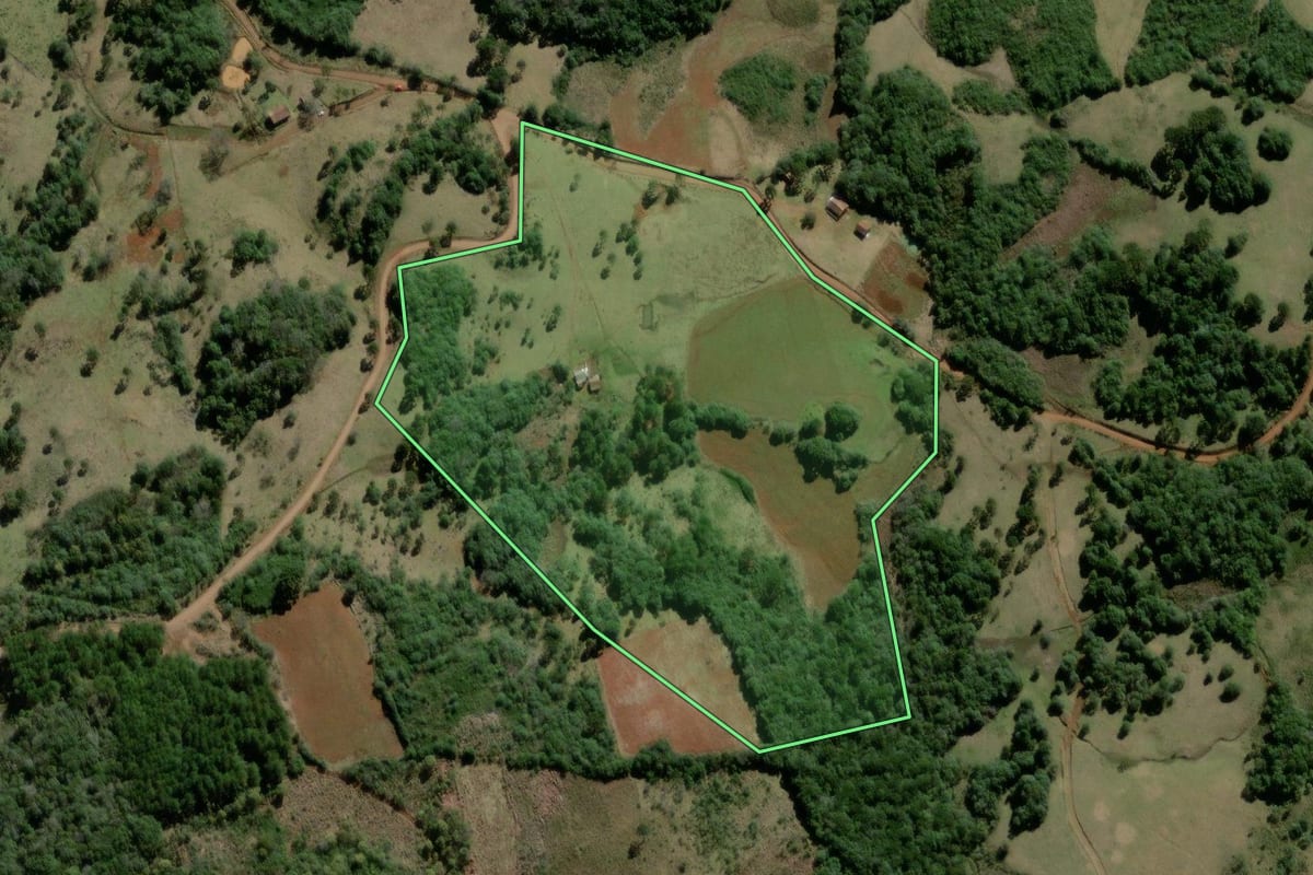 Imagem de satélite do imóvel rural em Campo Belo do Sul (SC), com o contorno declarado no CAR desenhado por cima.