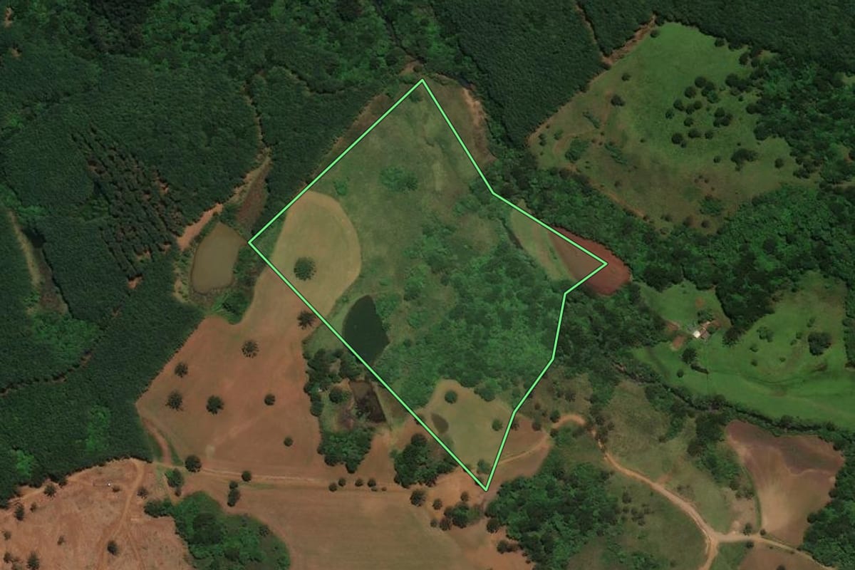 Imagem de satélite do imóvel rural em Campo Belo do Sul (SC), com o contorno declarado no CAR desenhado por cima.