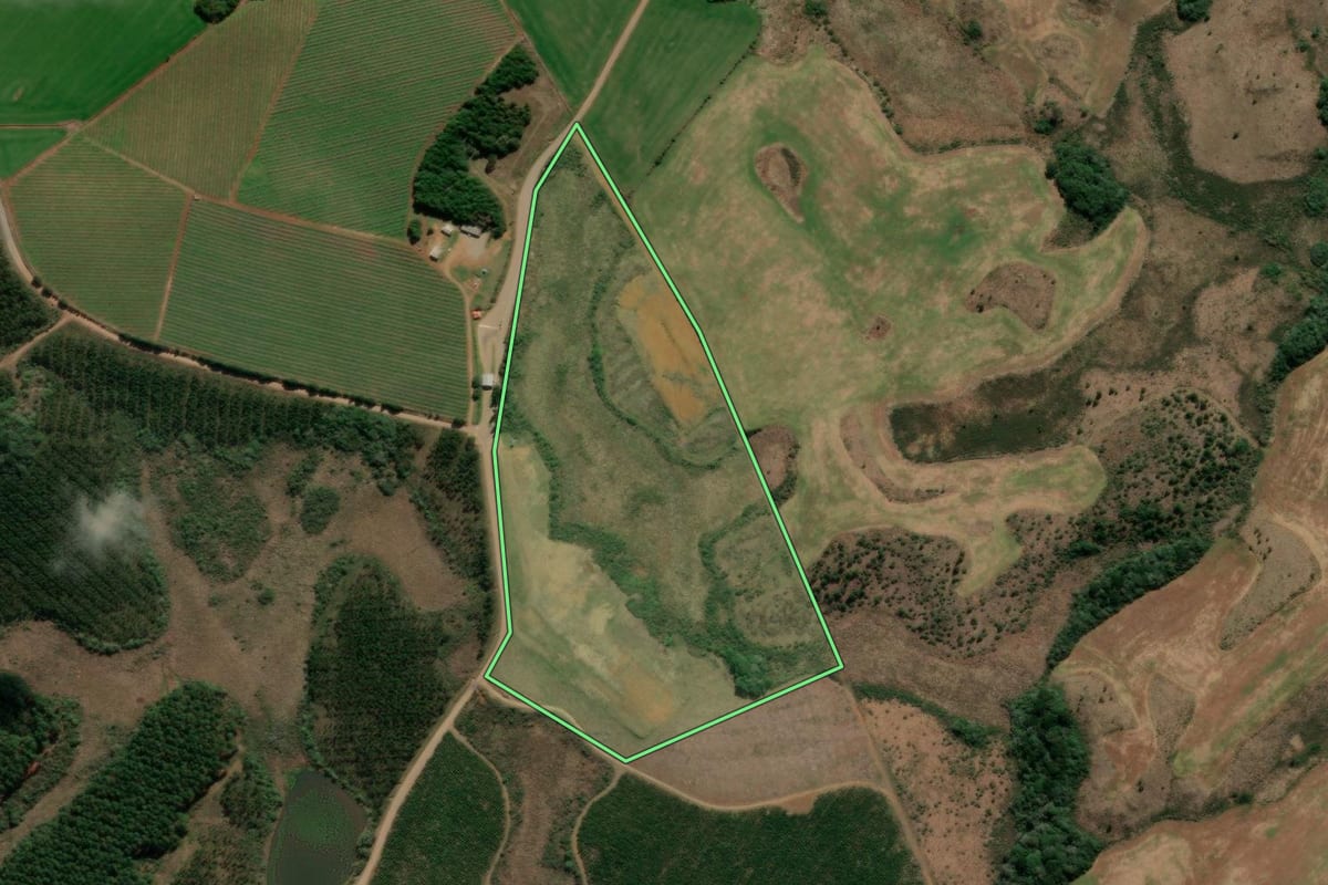 Imagem de satélite do imóvel rural em Campo Belo do Sul (SC), com o contorno declarado no CAR desenhado por cima.