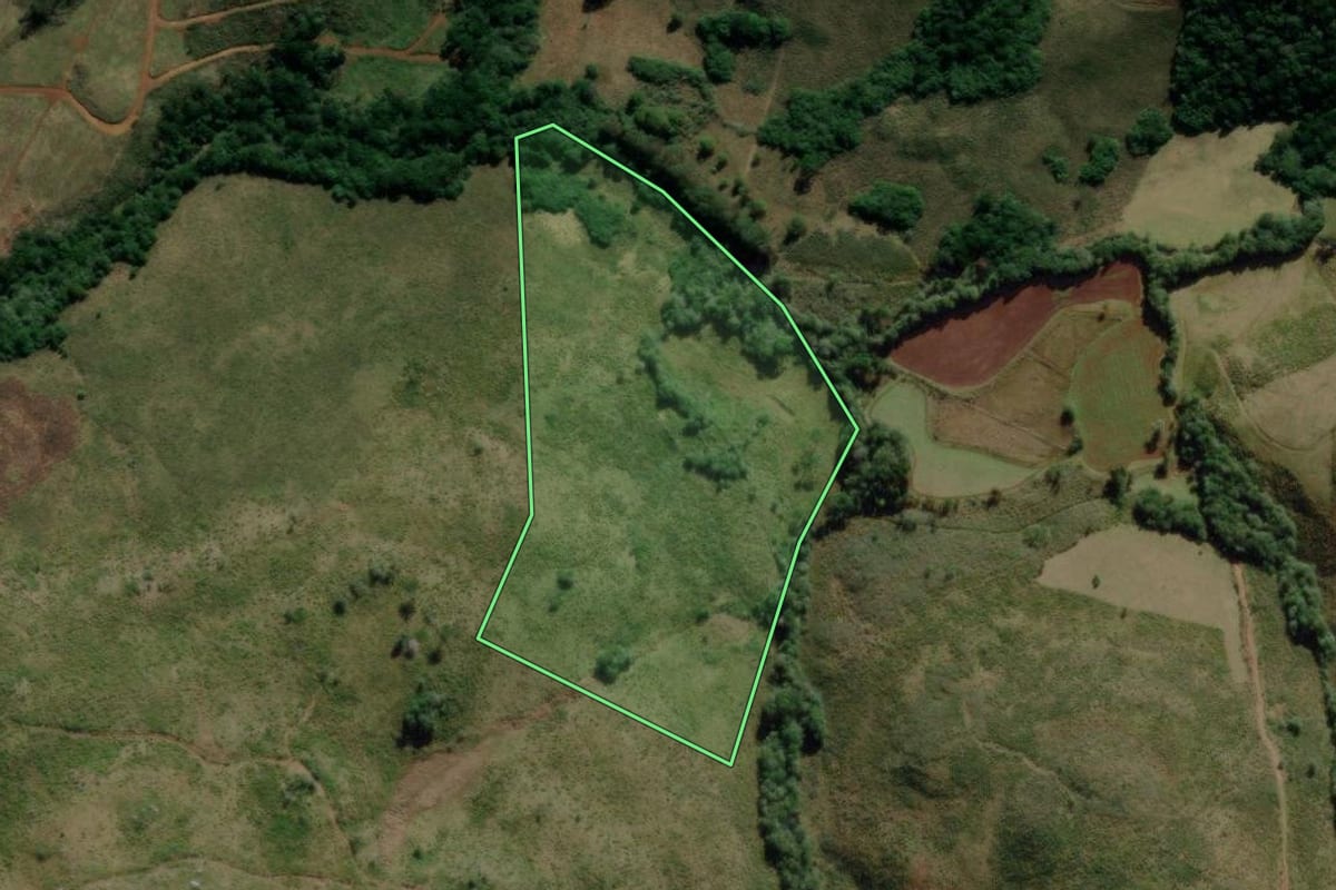 Imagem de satélite do imóvel rural em Campo Belo do Sul (SC), com o contorno declarado no CAR desenhado por cima.
