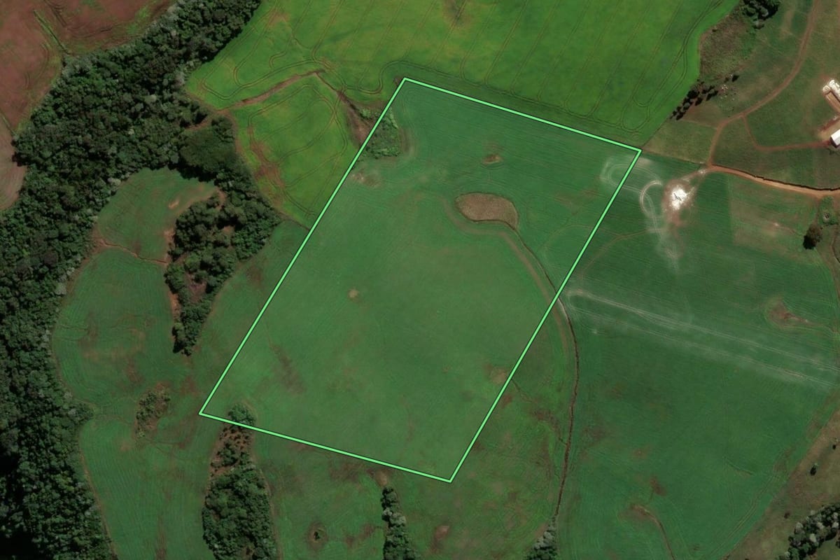 Imagem de satélite do imóvel rural em Campo Erê (SC), com o contorno declarado no CAR desenhado por cima.