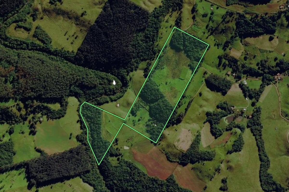 Imagem de satélite do imóvel rural em Campo Erê (SC), com o contorno declarado no CAR desenhado por cima.