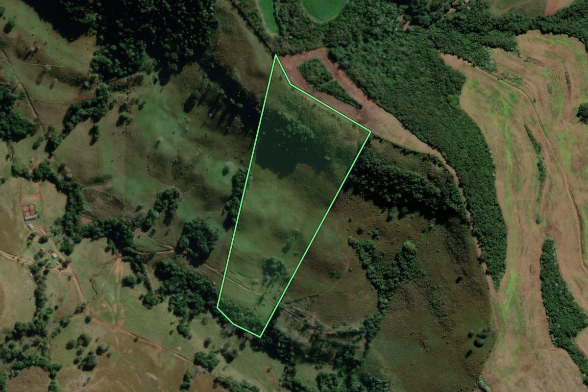 Imagem de satélite do imóvel rural em Campo Erê (SC), com o contorno declarado no CAR desenhado por cima.