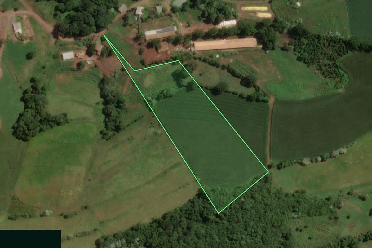 Imagem de satélite do imóvel rural em Campos Novos (SC), com o contorno declarado no CAR desenhado por cima.
