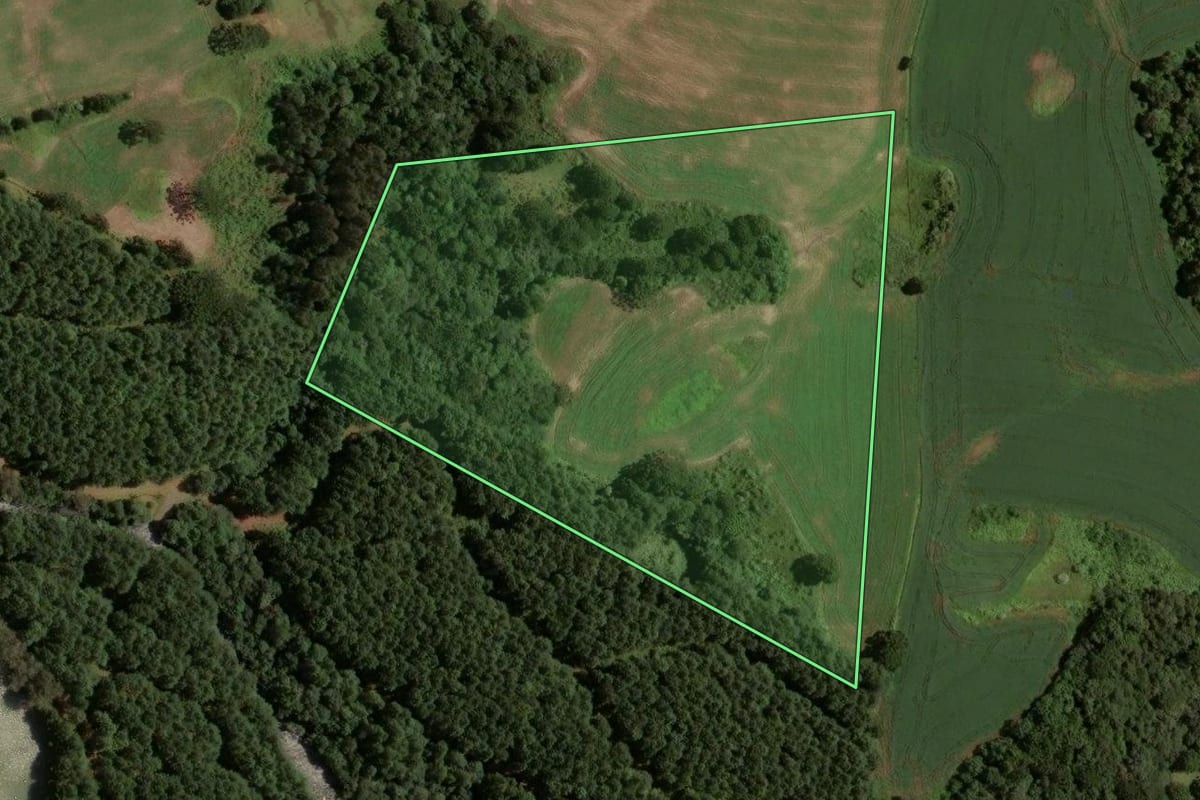 Imagem de satélite do imóvel rural em Campos Novos (SC), com o contorno declarado no CAR desenhado por cima.