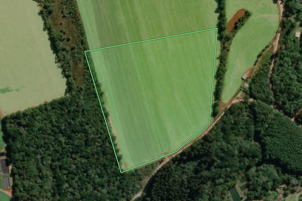 Imagem de satélite do imóvel rural em Canoinhas (SC), com o contorno declarado no CAR desenhado por cima.