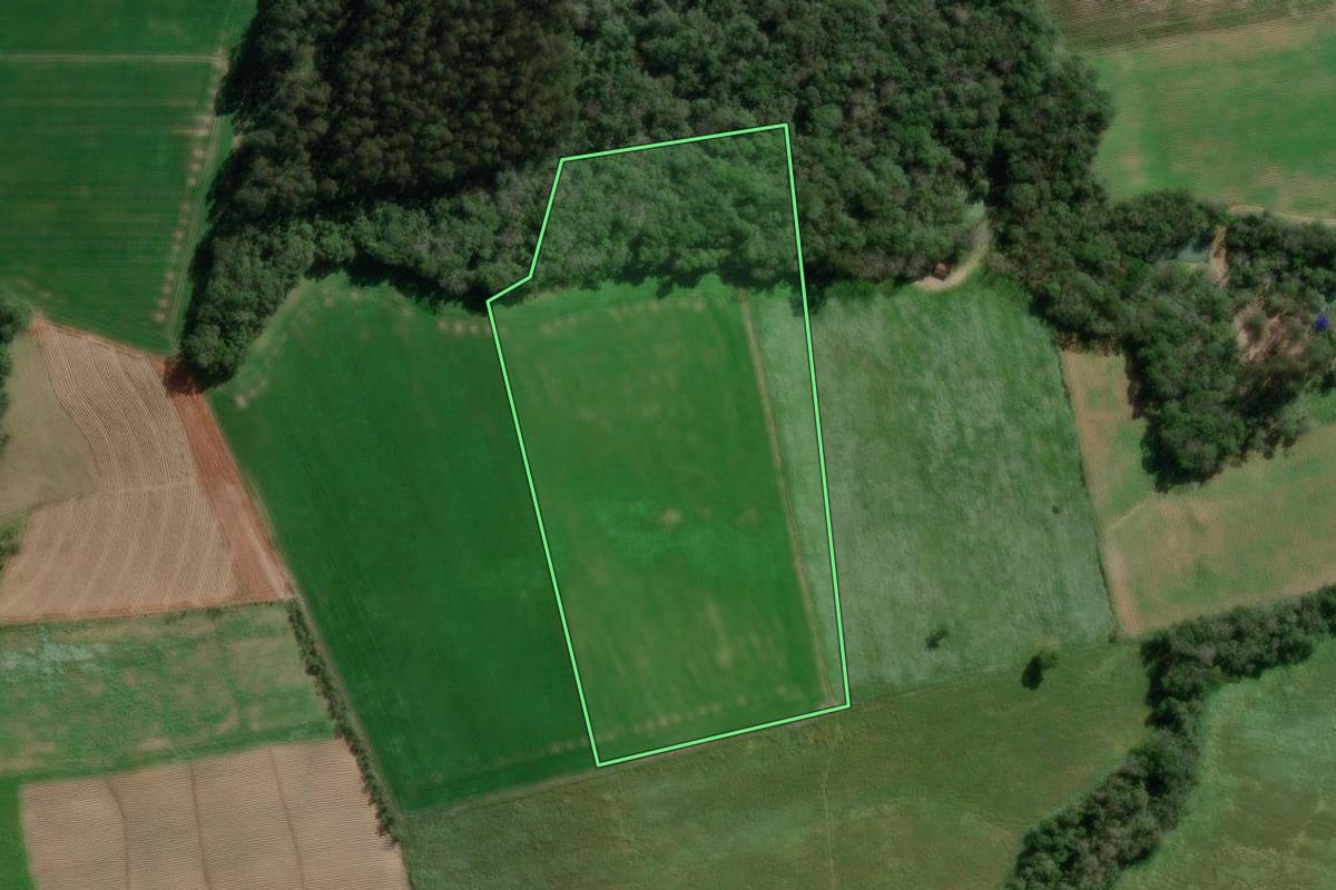 Imagem de satélite do imóvel rural em Canoinhas (SC), com o contorno declarado no CAR desenhado por cima.