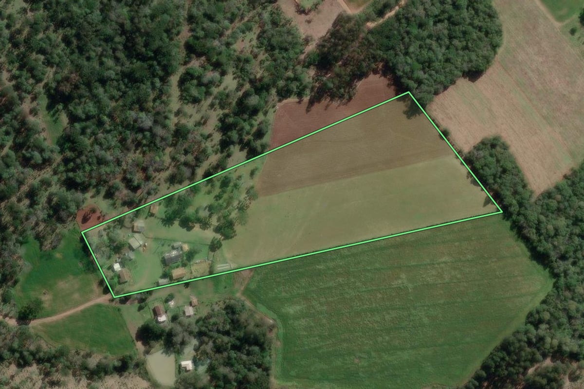 Imagem de satélite do imóvel rural em Canoinhas (SC), com o contorno declarado no CAR desenhado por cima.