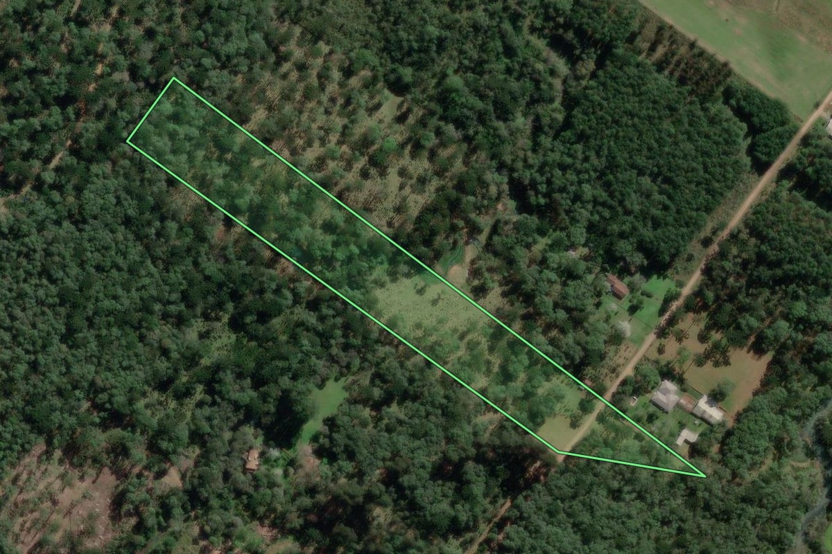 Imagem de satélite do imóvel rural em Canoinhas (SC), com o contorno declarado no CAR desenhado por cima.