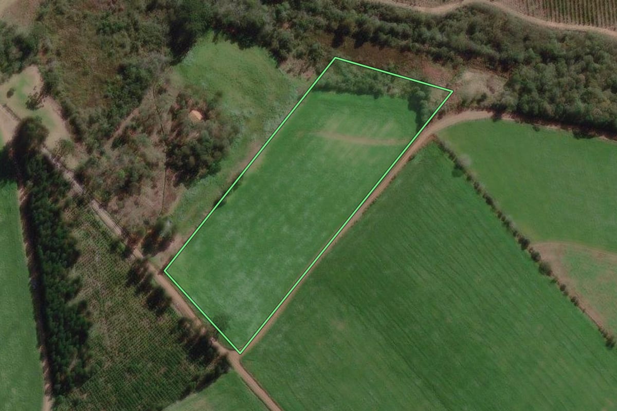 Imagem de satélite do imóvel rural em Canoinhas (SC), com o contorno declarado no CAR desenhado por cima.