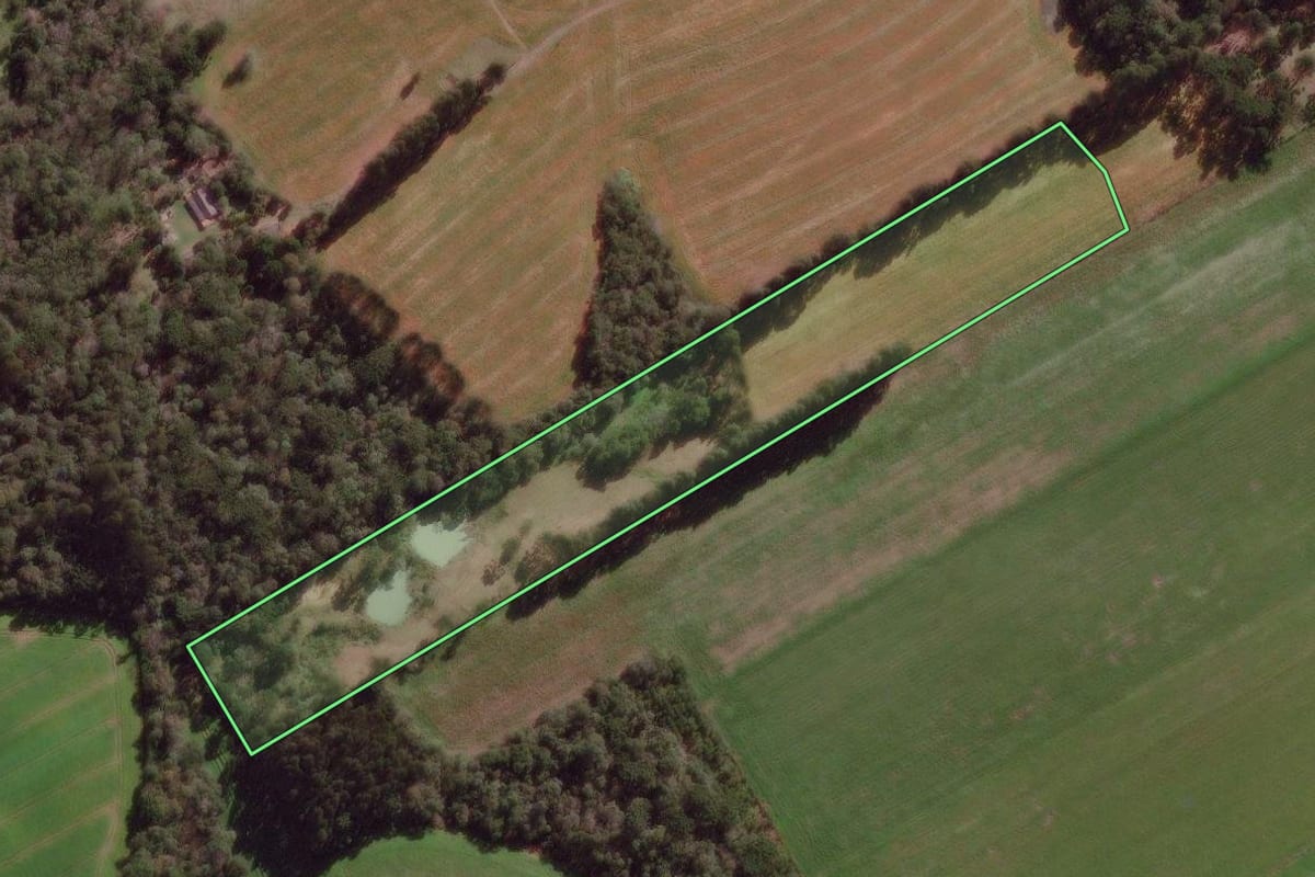 Imagem de satélite do imóvel rural em Canoinhas (SC), com o contorno declarado no CAR desenhado por cima.
