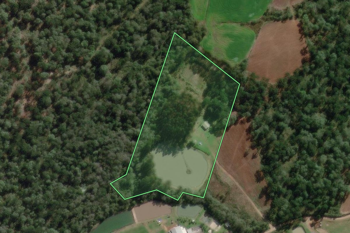 Imagem de satélite do imóvel rural em Canoinhas (SC), com o contorno declarado no CAR desenhado por cima.