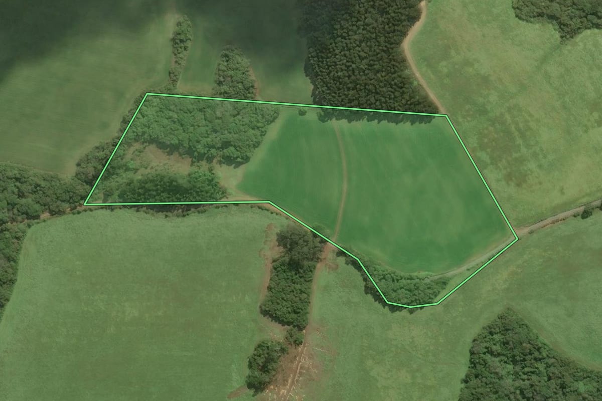Imagem de satélite do imóvel rural em Canoinhas (SC), com o contorno declarado no CAR desenhado por cima.