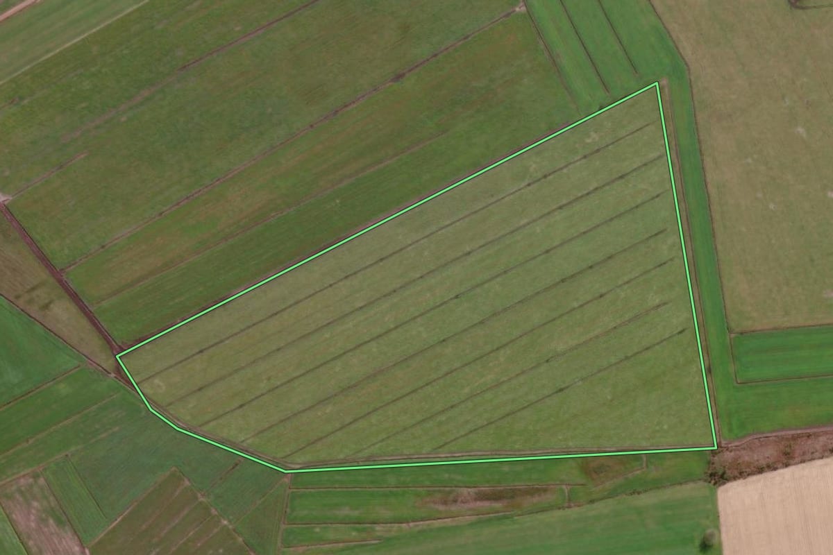 Imagem de satélite do imóvel rural em Canoinhas (SC), com o contorno declarado no CAR desenhado por cima.