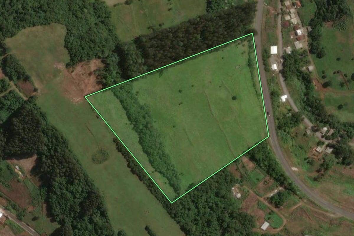 Imagem de satélite do imóvel rural em Capinzal (SC), com o contorno declarado no CAR desenhado por cima.