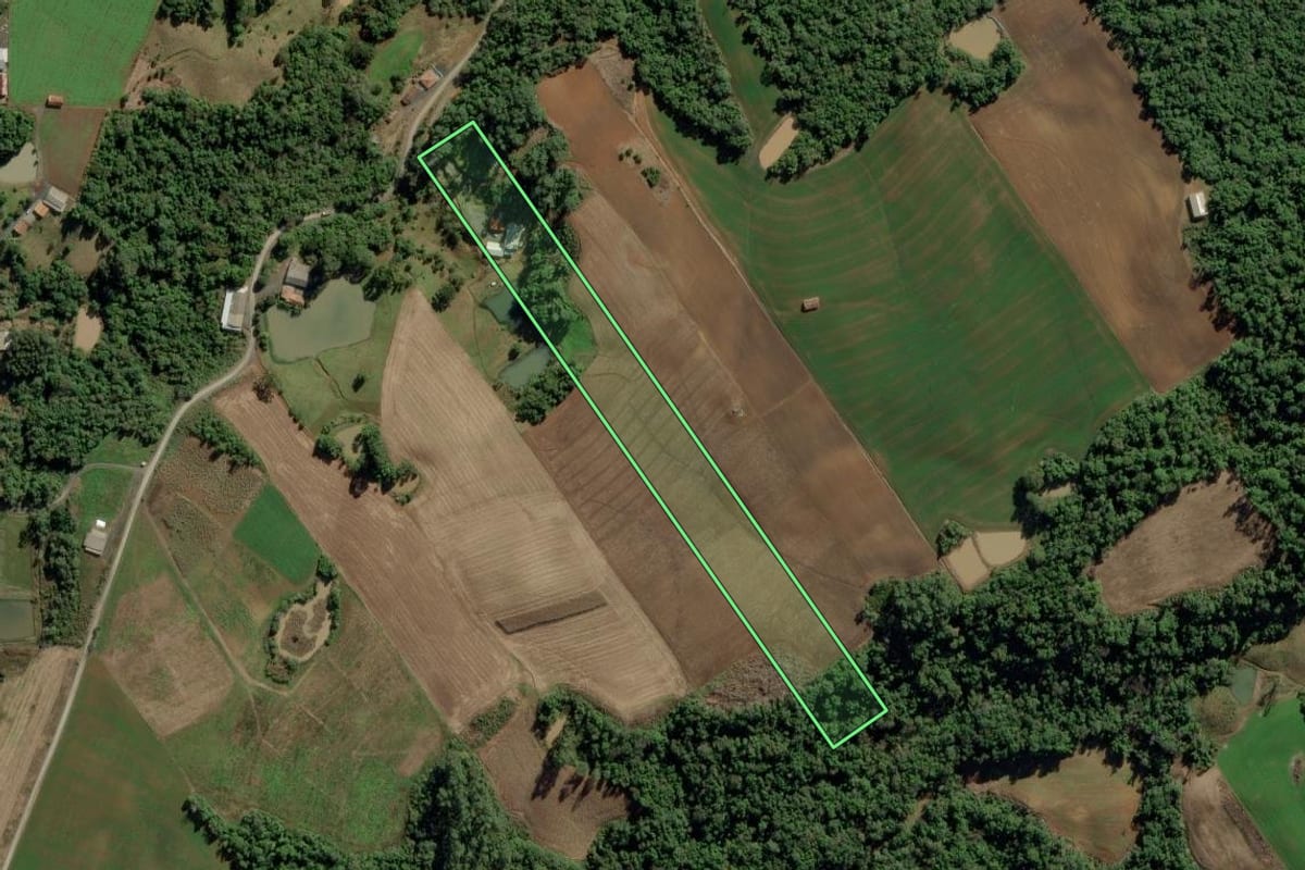 Imagem de satélite do imóvel rural em Chapadão do Lageado (SC), com o contorno declarado no CAR desenhado por cima.