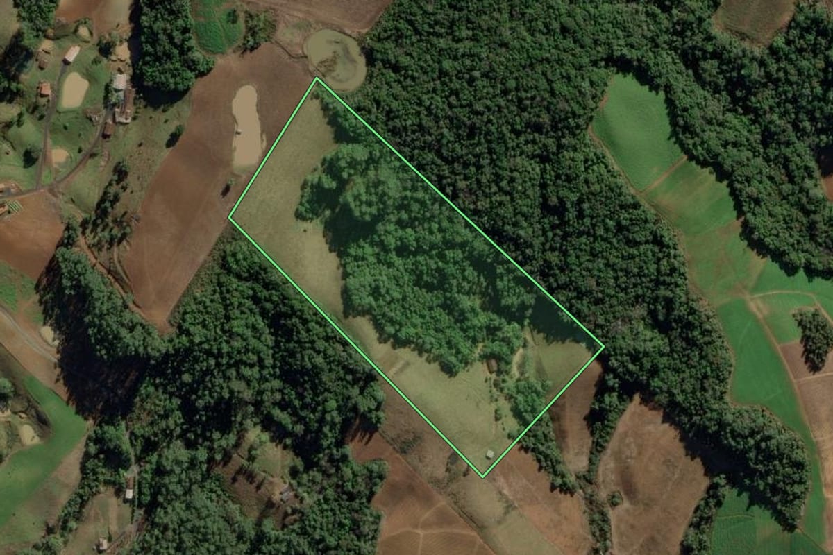 Imagem de satélite do imóvel rural em Chapadão do Lageado (SC), com o contorno declarado no CAR desenhado por cima.
