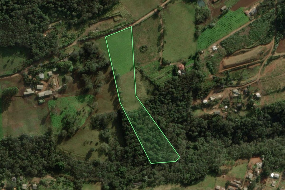 Imagem de satélite do imóvel rural em Chapecó (SC), com o contorno declarado no CAR desenhado por cima.