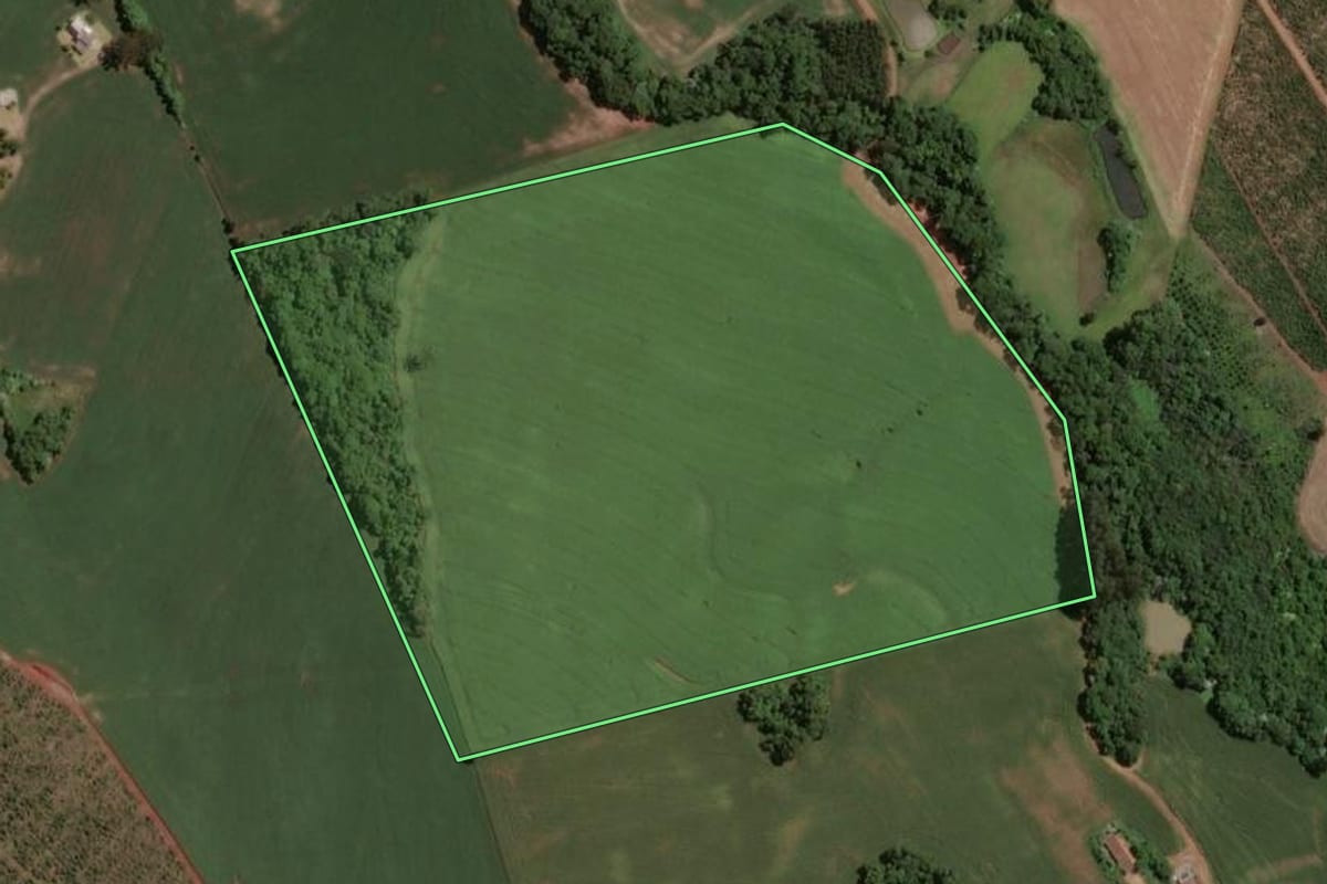 Imagem de satélite do imóvel rural em Chapecó (SC), com o contorno declarado no CAR desenhado por cima.