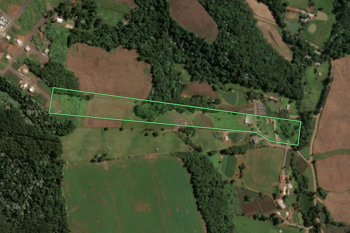 Imagem de satélite do imóvel rural em Concórdia (SC), com o contorno declarado no CAR desenhado por cima.