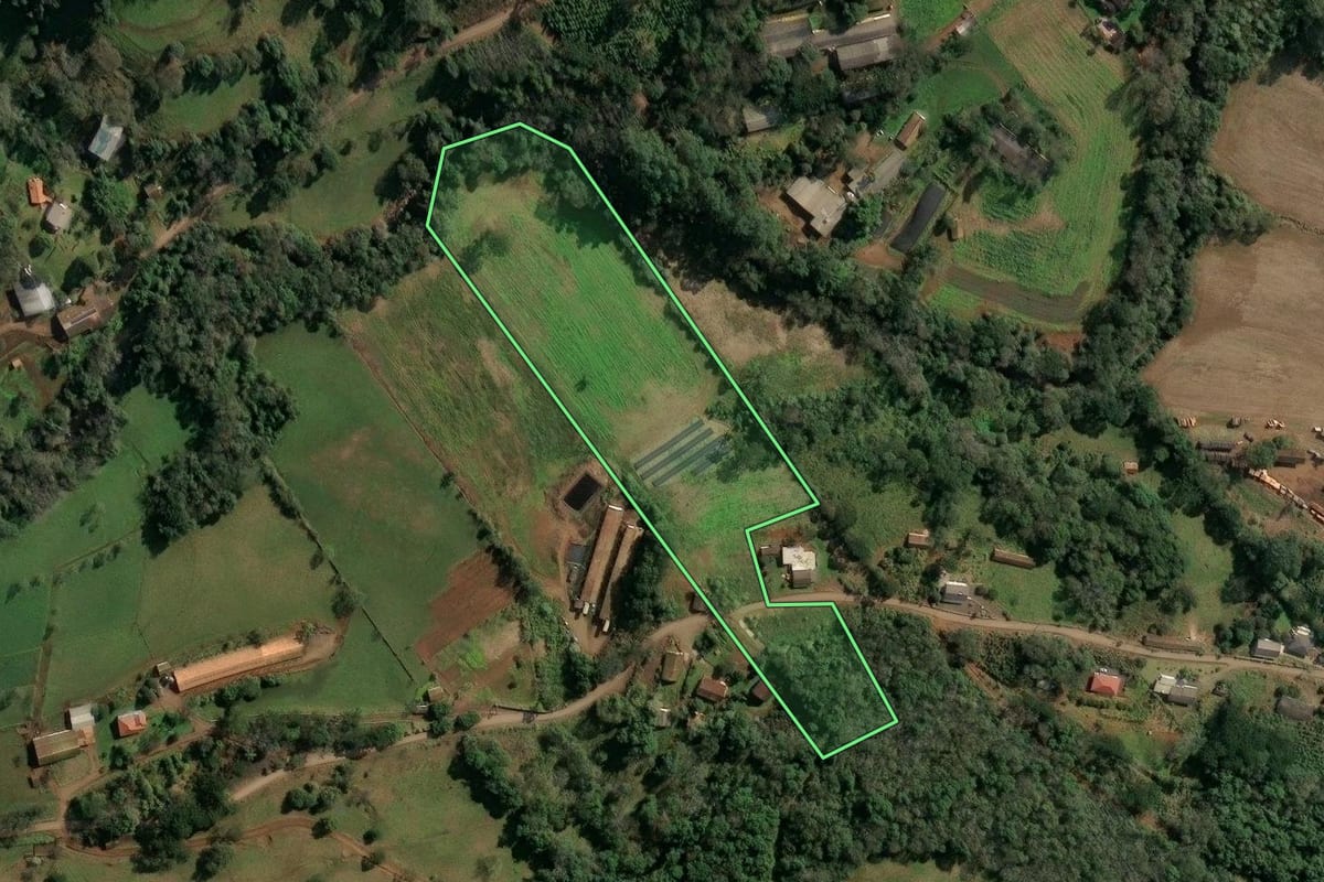Imagem de satélite do imóvel rural em Concórdia (SC), com o contorno declarado no CAR desenhado por cima.